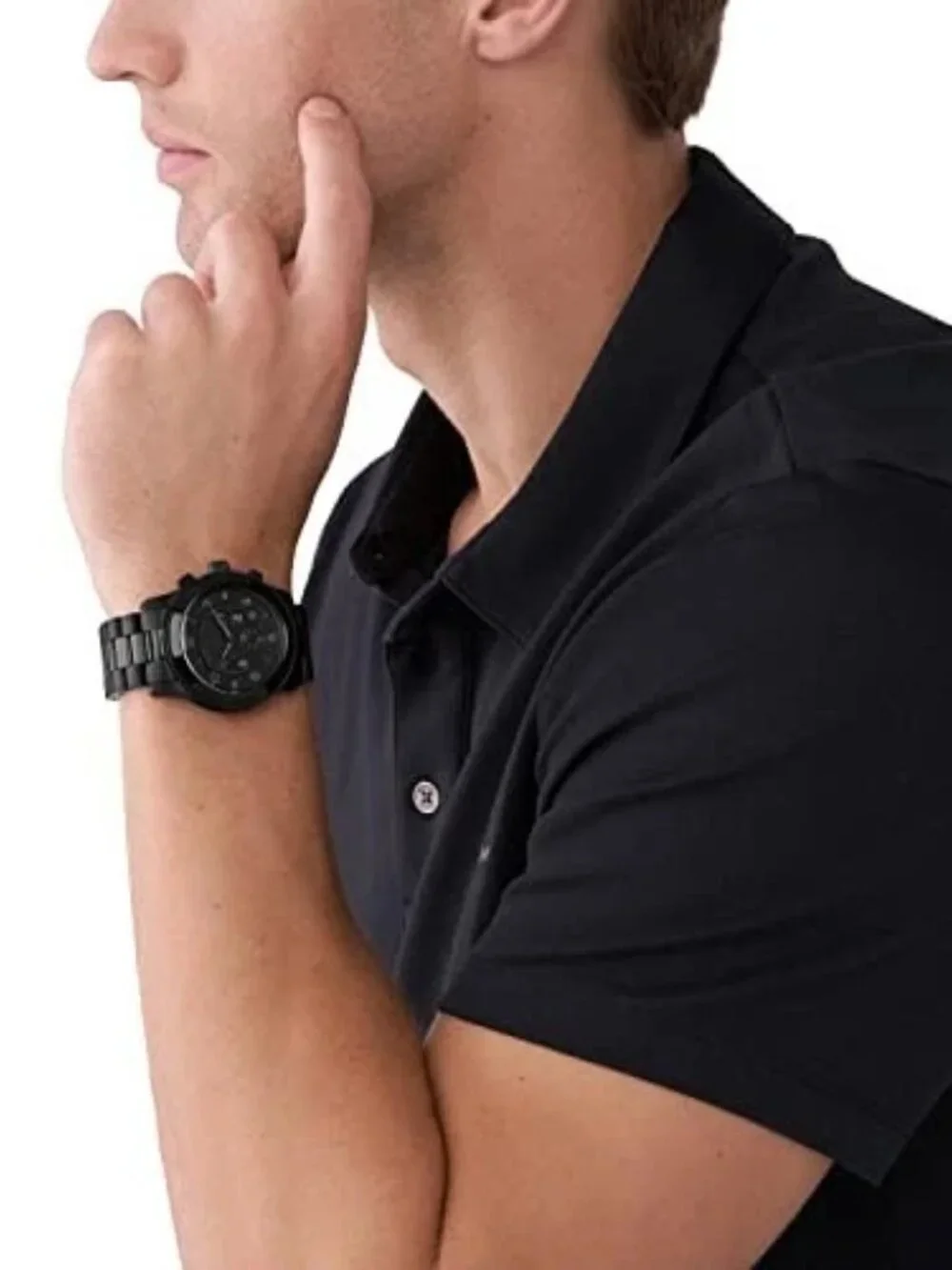 Michael Kors Runway Men's Black Chronograph Watch MK9073 45mm